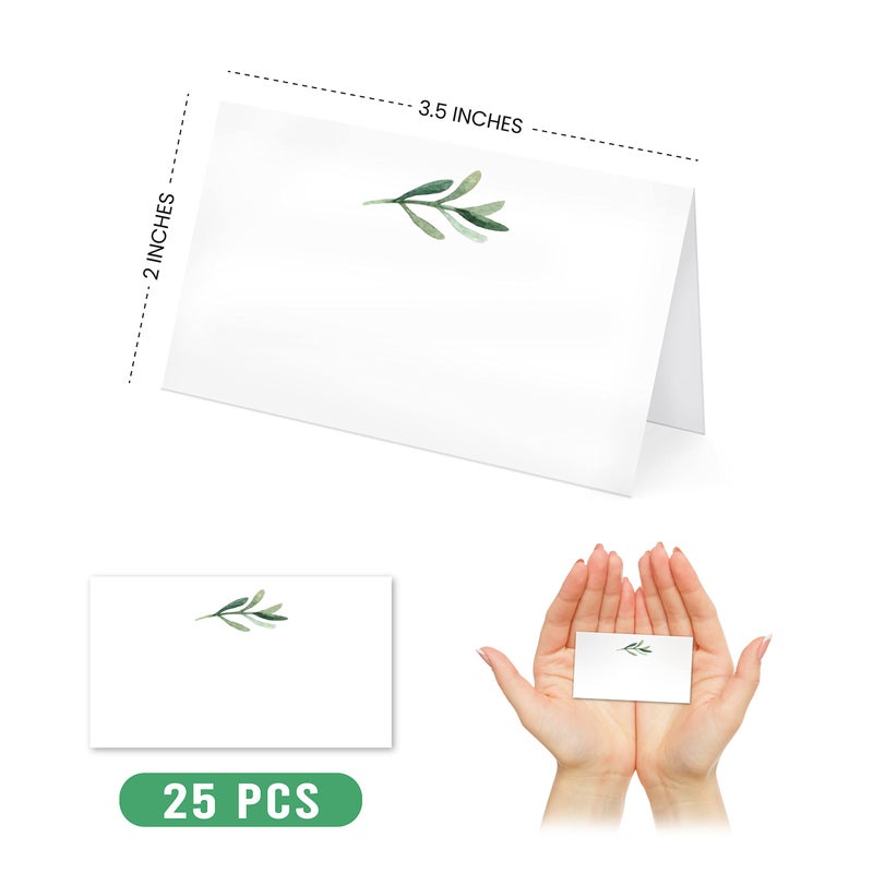 Hadley Designs 25 Elegant Greenery Tent Table Place Cards for Wedding, Thanksgiving Christmas Holiday, Easter Catering Buffet, Food Sign Paper, Escort Card Folded Seat Assignment and Setting Label - Image 3